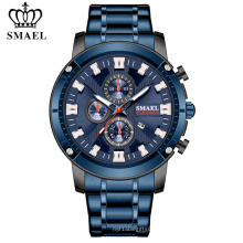 SMAEL hommes montres 2020 mode en acier inoxydable bande d&#39;affaires montre-bracelet Top marque de luxe chronographe Quartz Sport montre 9153